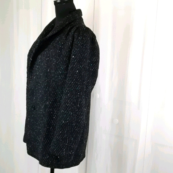 Vtg lined Coat sz 10 pleated shoulder abstract - Picture 3 of 8